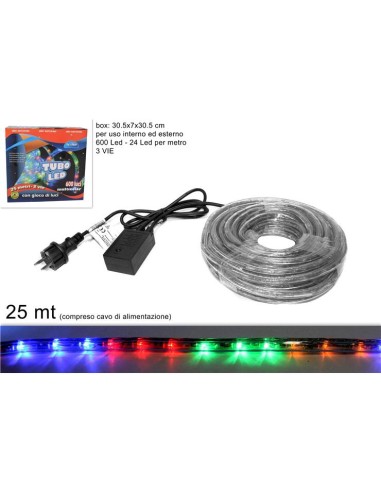 TUBO LED 25MT 3 VIE MULTICOLORJH-3LED-M-25M su TreG Ingrosso