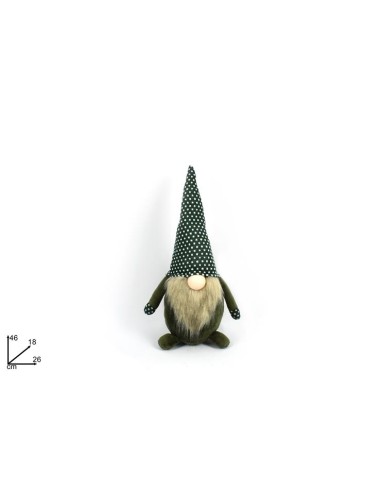 GNOMO DI NATALE 46CM VELLUTO CAPPELLO VERDE su TreG Ingrosso