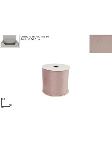 NASTRO 6.3X270 CM VELLUTO ROSA IN DISPLAY 128-DUE-3P su TreG Ingrosso