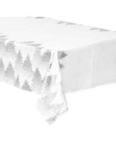 TOVAGLIA 183858 BIANCO/ARGENTO 140X360CM DEC ALBERI su TreG Ingrosso