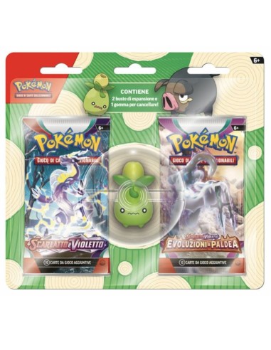 POKEMON PK60358 BLISTER 2 BUSTINE CON GOMMA