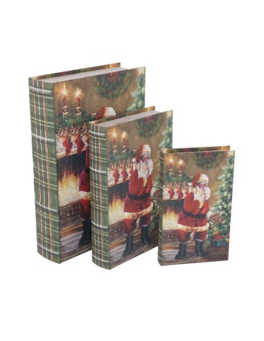 SCATOLA LIBRO 136407 2 MIS BABBO NATALE LEGNO/CANVAS