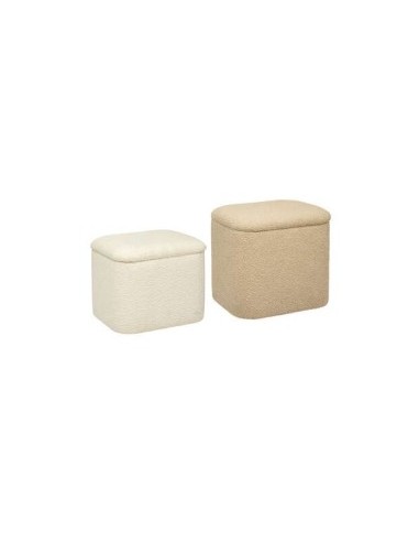 POUF 197354B 2 MIS MDF BEIGE 40X35X37,5CM