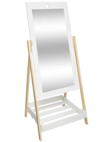 SPECCHIO 174056 CON BASE LEGNO BIANCO 42X40X80CM