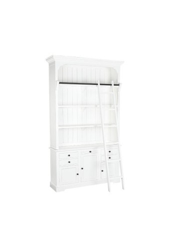 LIBRERIA MB205715 MDF CON SCALA 137X38X237CM BIANCO su TreG Ingrosso