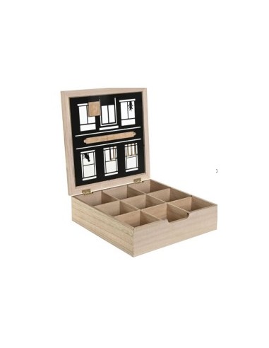 SCATOLA PORTATHE PC206250 MDF 24X24X7CM NATURALE