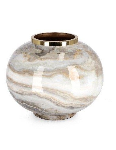 VASO 0184731 MARSHA BOMBATO BIANCO/GRIGIO/ORO 25CM