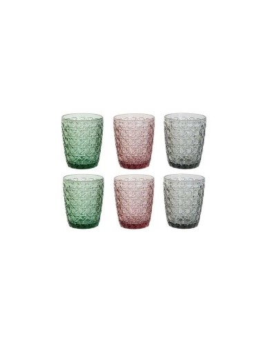 CONF 6 BICCHIERI PC207949 VETRO 240ML COLORI ASSORTITI