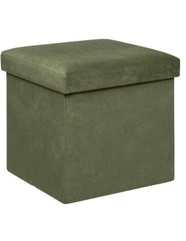 POUF 197332D VELLUTO VERDE KAKI 38X38X38CM