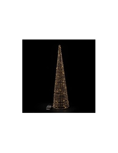 ALBERO CONO 80X20CM METALLO ORO 40 LUCI LED