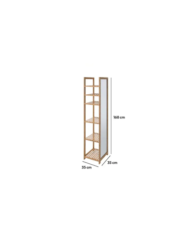 SCAFFALE BAMBOO C/SPECCHIO 35X35X168CM su TreG Ingrosso