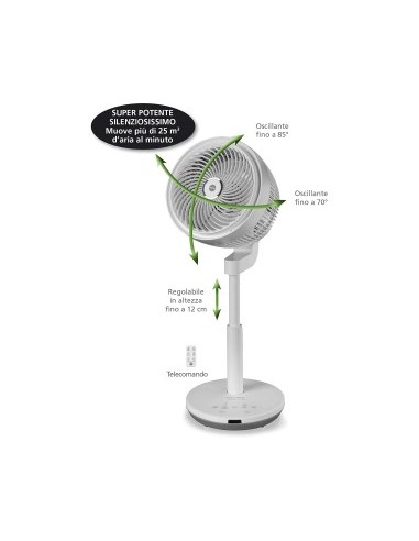 VENTILATORE A TORRE TORNADO OSCILLANTE 60W su TreG Ingrosso