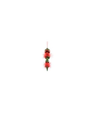 PENDENTE SFERE VERDE/ROSSO VETRO 5,5X24CM su TreG Ingrosso