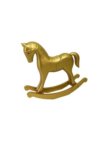 CAVALLO A DONDOLO LEGNO 26,5X6,5X23CM ORO