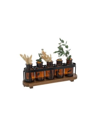 SET 5 PIANTINE 196703 VASETTI VETRO CON SUPPORTO 27,5X8X34CM