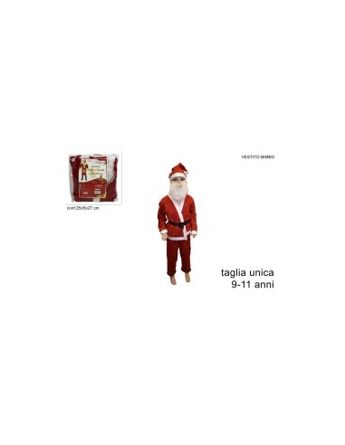 VESTITO BABBO NATALE 292217 BIMBO 9-11 ANNI su TreG Ingrosso