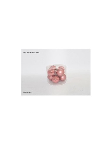 SET 8 PALLE VETRO 8CM LUCIDA/OPACA ROSA ANTICO su TreG Ingrosso