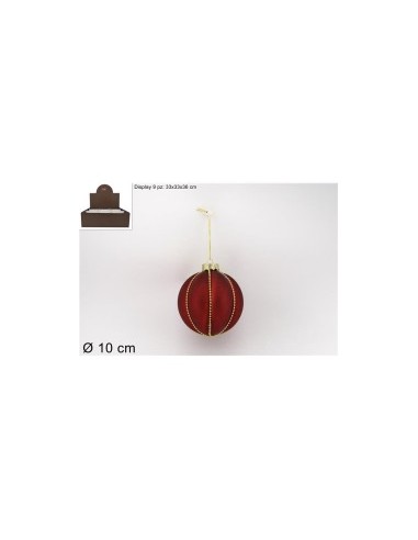 SFERA VETRO 10CM ROSSA OPACO C/FILO PERLINE ORO su TreG Ingrosso