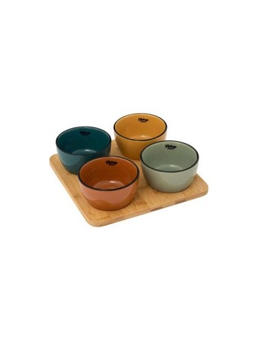 SET APERITIVO 196384 4 CIOTOLE CON SUPPORTO BAMBOO