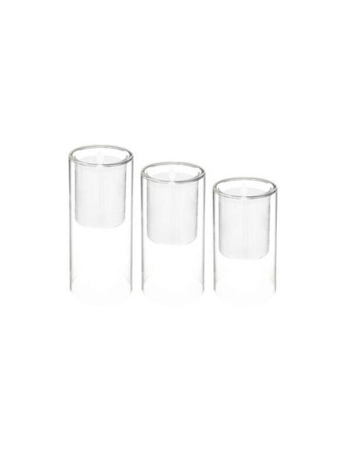 SET 3 CANDELE LED 187641 15/20/25CM BASE VETRO