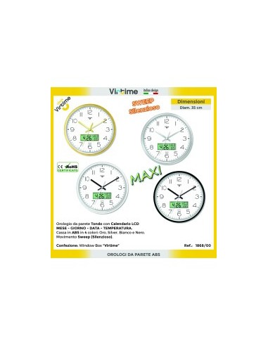 OROLOGIO PARETE 1868/00 D35CM COLORI ASSORTITI