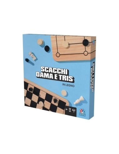 Scacchiera 3 in 1, Scacchi Dama e Tris, scacchiera in legno, giochi da tavolo classici, per bambini e famiglie, 6 anni+