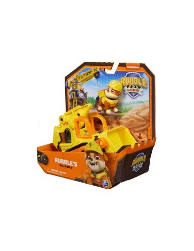 Rubble & Crew, veicolo da lavoro di Rubble, bulldozer giocattolo con parti mobili, personaggio Rubble incluso, 3 anni+