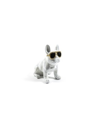 FIGURA BULLDOG 14043 BIANCO 12X21X21CM RESINA