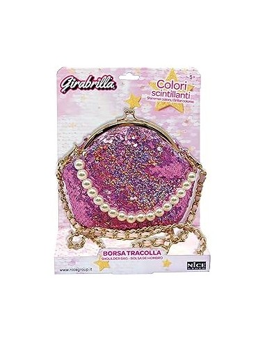 Girabrilla Fashion Bag, Borsetta a Forma di Borsellino con Paillettes e Tracolla, Borsetta Colorata per Bambini, Nice Group