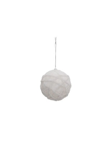 Sfera di Natale 10cm, Polistirolo Iridescente, Decorazione Bianca per Albero, Pallina da Appendere