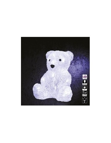 Orso di Natale con 16 Luci LED, 19x15x20 cm, Illuminazione Interna Festiva, Decorazione Natalizia Luminosa