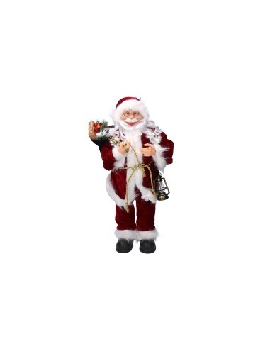 BABBO NATALE CON LANTERNA H60CM TESSUTO ROSSO