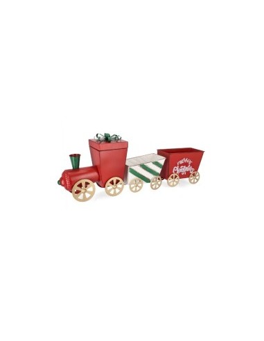 DECORAZIONE 0970869 TRENO METALLO 84X29CM SANTA CLAUS