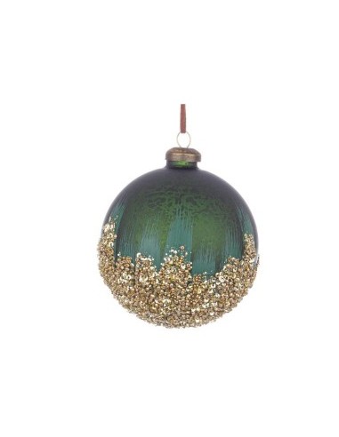 Sfera di Natale Cherish 10cm Verde-Nero, Elegante Decorazione Festiva in Vetro, La Magia di Natale per Addobbi Esclusivi