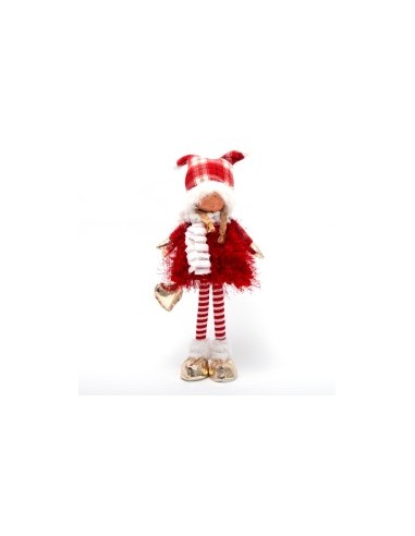 BAMBOLA DOLL ROSSO SCOZZESE GOLD 18X12X45CM su TreG Ingrosso