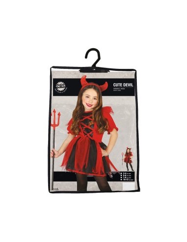 Costume Cute Devil, Cerchietto e Abito, Taglia 5-6 Anni, Tema Diavolo, Halloween