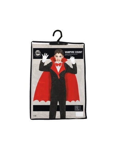 Costume Conte Vampiro, Body, Camicia, Mantello, Taglia 10-12 Anni