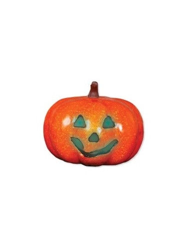 Zucca con Luce 16 cm, Colore Arancio, Decorazione Halloween