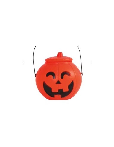 Zucca con Coperchio, 17 cm, Colore Arancio, Decorazione Halloween