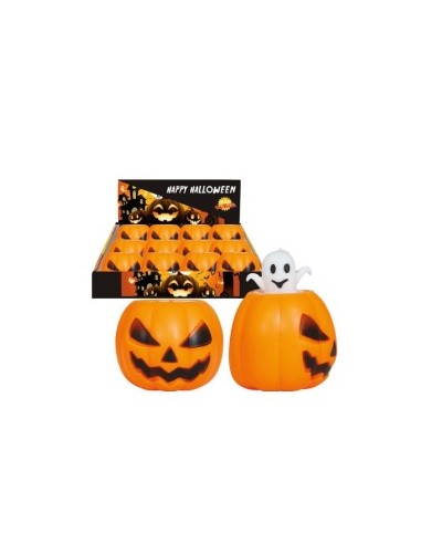 Zucca di Gomma con Fantasma, 5 cm, Decorazione Halloween