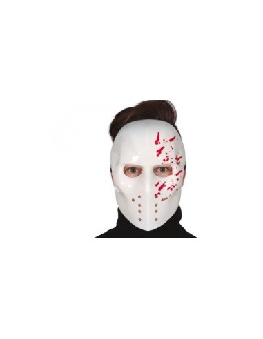 Maschera Bianca da Hockey con Effetto Sangue, Accessorio Horror per Halloween