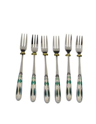 SET 6 FORCHETTINE ROMBI VERDE