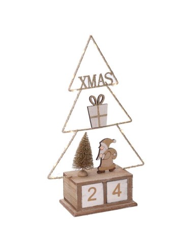 CALENDARIO LEGNO ALBERO ORO CON LED H31CM