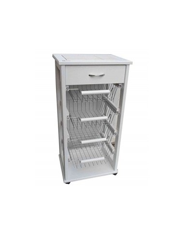 CARRELLO SALVASPAZIO VESUVIO BIANCO 29X39X84 CM MASLEGNO su TreG In...