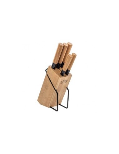 SET 5 COLTELLI 151357 ACCIAIO BASE BAMBOO su TreG Ingrosso