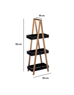 MENSOLA BAGNO 3 RIPIANI BAMBOO NERO 30X18X82CM su TreG Ingrosso