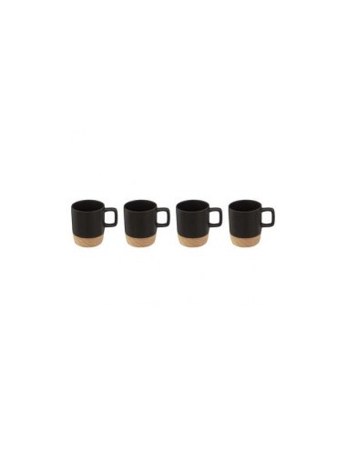 SET 4 TAZZINE 12CL NERO BASE LEGNO su TreG Ingrosso