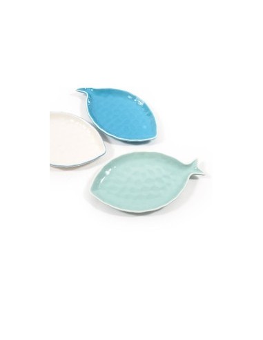 PIATTO PESCE 01860 COLORI ASSORTITI 31,5X18CM CERAMICA su TreG Ingr...