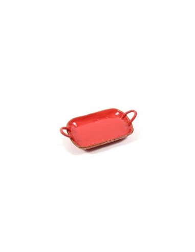 PIATTO PORTATA 18246 ROSSO C/MANICI 31,5X17,5CM CERAMICA su TreG In...