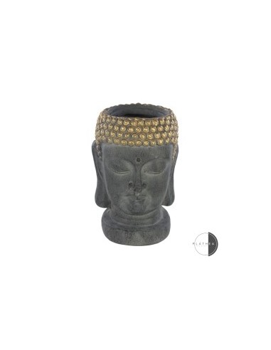 BUDDHA PORTAVASO GRIGIO/ORO 25X24X35CM MAGNESIA